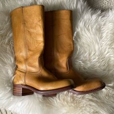 Really Cool Vintage White Label Frye Campus Boots, Size 9 Women’s, Slightly Too Big On Me. Lots Of Life Left, Gorgeous Patina On The Leather. Darker Banana Color. I Have A New Pair, The Quality Is Not As Good As This Older Pair. Good Condition, Wear On The Soles, Minor Spotting And Scuffing On The Leather. Please Check Out All The Pictures. Made In Usa Still, Which Is Special Because All The New Frye Campus Boots Are Now Made In Mexico. Frye Womens Boots, Rugged Yellow Leather Boots, Classic Yellow Boots With Round Toe, Classic Yellow Round Toe Boots, Campus Boots, Campus Frye Boots Outfits, Frye Campus Boots Outfit, Frye Boots Outfit, Frye Campus Boots