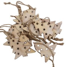 wooden stars are tied together with twine