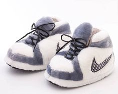 White and Grey Athletic Slippers Nike Slippers, Fluffy Shoes, Dr Shoes, Cute Nike Outfits, Preppy Shoes, All Nike Shoes, Cute Slippers, Glitter Sneakers, Cute Nike Shoes