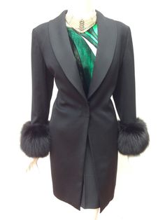 Vintage GIANNI VERSACE Fur Trimmed Ladies Tuxedo Jacket Vintage Tuxedo, Tuxedo Coat, Versace Vintage, Coat With Fur, Tuxedo Jacket, Vintage Fur, Gianni Versace