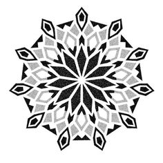 a black and white snowflake on a white background