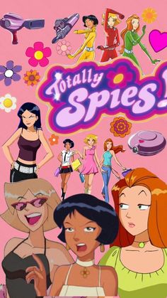 the cartoon poster for totally sprees shows women in different outfits and hair styles