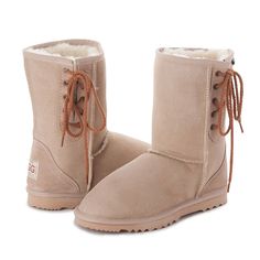 Sand Short Lace Up UGG Boots #sand #laces #short #ugg #boots #uggboots #aussie #australian #australia #sheepskin Ugg Boots With Laces