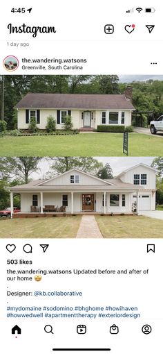 the before and after shots of a house in an area that is being advertised by instagram