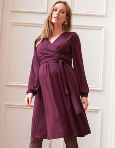 Elegant & easy to wear, Seraphine's Plum Maternity & Nursing Wrap Dress is a timeless option for winter parties. Flattering wrap, discreet nursing access. Stylish Pregnancy, Pregnancy Dresses, Winter Parties, Womens Maternity, Maternity Nursing, Maternity Wear, Purple Dress, Maternity Dresses, Nursing