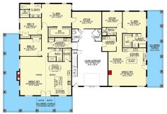 the floor plan for a house with two levels and three rooms, including an office area