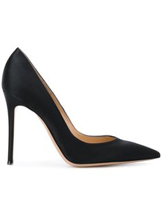 Black suede Gianvito 105 pumps from Gianvito Rossi featuring pointed toe, branded leather insole, high stiletto heel and leather sole. | Gianvito Rossi Gianvito 105 pumps Satin Heels, Satin Pumps, Carrie Bradshaw, Stiletto Pumps, Ballet Flat Shoes, Designer Heels, Pump Sandals