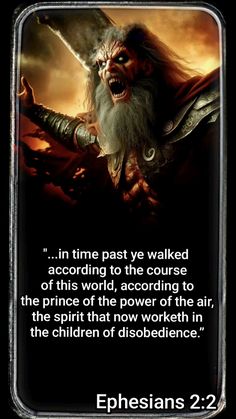 a card with an image of a demon and the words, in time past we walked according