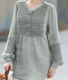 Kurti Designs Party Wear, Sleeves Designs For Dresses, Kurta Designs Women, Elegant Blouses, Lace Patchwork, Designs For Dresses, Fashion Dresses Casual, Casual Tops For Women, Kurta Designs