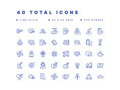 the 40 total icons are in blue and white