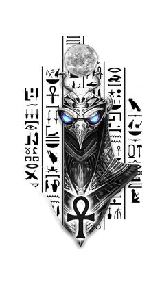 an image of the egyptian symbol with an owl on it's head and eyes