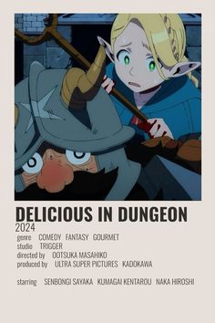 the movie poster for delicious in dunggeon