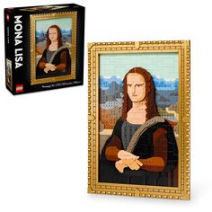 a lego model of the famous painting mona diorama is shown in front of a box