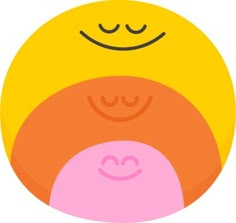 an orange and pink circle with two smiling faces