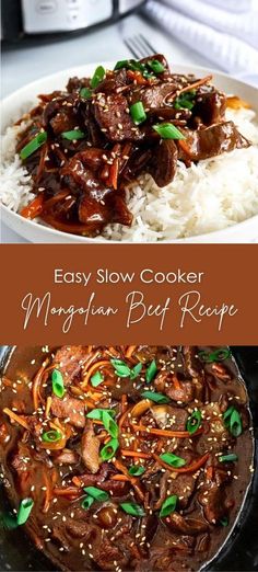 an easy slow cooker recipe with beef and rice