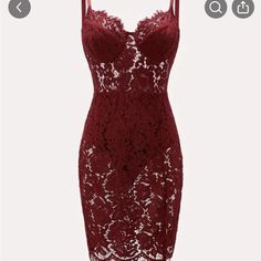 Wine Colored Lace, Sexy, Summer Dress, Waiting To Be Paired With A Cute Pair Of Heels Never Worn Cruise Looks, Night Out Dresses, 파티 드레스, Red Lace Dress, Pretty Prom Dresses, Red Dresses, Glam Dresses, Lace Cami, Sheer Dress