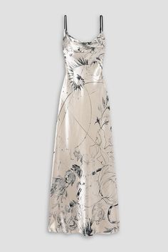 Floral Satin Dress Designs, Draped Neckline, Satin Midi Dress, Jason Wu, Fancy Outfits, Elegant Outfit, Abstract Floral, Dream Dress, Floral Motif