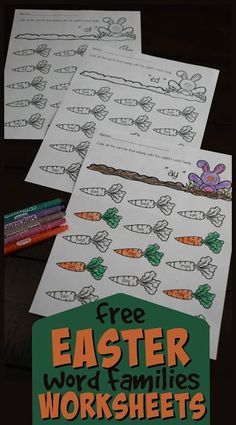 four easter worksheets with free printables for children to practice their handwriting