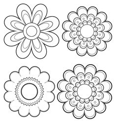 four different flower designs in black and white