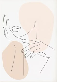 a drawing of a woman's face with her hands on the side of her face