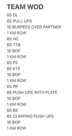 an image of a table with numbers and instructions for the team wod program on it