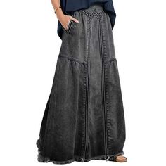 Street Skirt, Womens Long Skirt, A Line Denim Skirt, Long Jean Skirt, Long Denim Skirt, Skirt Denim, Denim Skirt Women, Elastic Waist Skirt, Denim Maxi