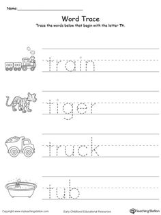 worksheet with words and pictures for the word trace