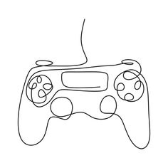 a black and white line drawing of a video game controller with two buttons on each side