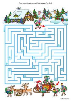 a christmas maze with santa's sleigh and reindeers