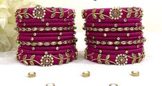 "Traditional Handmade Silk Thread Kundan Stone Studded Bangle Chuda Set Fashion Jewelry For Women Wedding Festive Party Wear Kada Set BANGLE SIZE -  2.4\" Inches, 2.6\" Inches, 2.8\" Inches, 2.10\" Inches Weight - 125 gm  Material: Silk Thread Color: As Per Picture The Bangles are decorated with beautiful stone. It makes your look noble and adds your charming Package include Set Of Silk Thread Bangles Fantastic Hand Kada for weddings, proms, parties or other special occasions * Specially Made For Traditional Occasions. * Used For Hands, It Can Be Reused. * For Bridal bridesmaids." Bridal Silk Thread Bangles Wedding, Handmade Bangles Design, Bridal Silk Thread Bangles Set, Silk Thread Bangles Design Latest, Silk Thread Bangles Design Kundan, Kundan Bangles Design, Thread Bangles Silk Handmade, Thread Bangles Designs, Tread Bangles