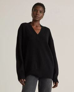 Mongolian Cashmere Oversized V-Neck Sweater I Fall To Pieces, Oversized Crewneck, Silk Cami, Quarter Zip Sweater, Womens Cashmere, Stepping Out, Oversized Sweater, Crewneck Sweater, Blouse Dress