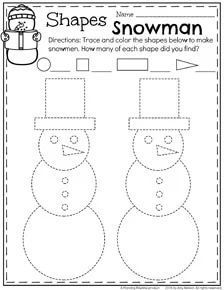 a snowman worksheet for preschool to practice shapes and number recognition with the letter s