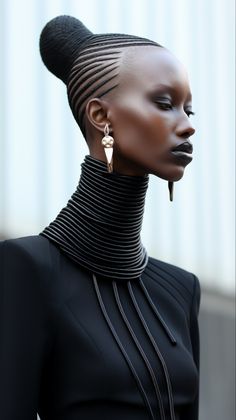 African Hair Styles, Afro Futurism Hairstyles, Fantasy African Hairstyles, Afro Futurism Hair, Afrofuturistic Hairstyles, Janelle Monae Afrofuturism, Fashion Model Poses, Natural Hair Updo, Model Face