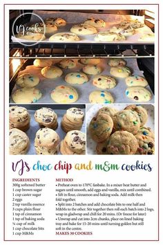 an advertisement for cookies and muffins in the oven