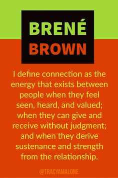 an orange and green poster with the words brene brown in black on it's left side