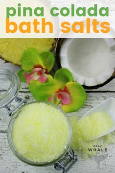 the ingredients to make pina cola bath salts