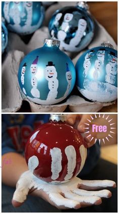 Christmas Craft: Kids Handprint Snowman Ornament DIY Tutorials Handprint Snowman, Christmas Craft Kids, Kids Christmas Crafts Ornaments, City Craft, Joululahjat Diy, Circle City, Garland Ideas, Preschool Christmas Crafts