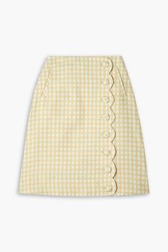 Find LISA MARIE FERNANDEZ Scalloped Checked Cottonblend Boucléjacquard Skirt on Editorialist. Skirt checked bouclé jacquard cotton-blend scalloped trims two front welt pockets button fastenings through front non-stretchy fabric mid-weight fabric dry clean