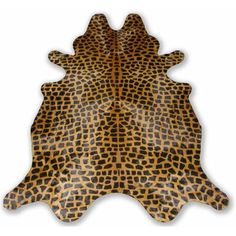 a brown and black animal print rug on a white background with the shape of an animal's skin