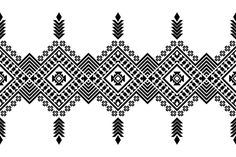 an abstract black and white pattern with trees in the center, on a white background