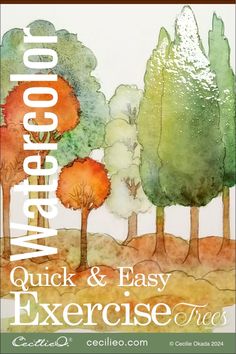 watercolor quick and easy exercises for beginners to learn how to paint trees with acrylic ink