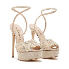 Casadei Heels, Gaun Abad Pertengahan, Trendy High Heels, Jeweled Heels, Dr Shoes, Shoes Outfit Fashion, Chic Heels, Beige Heels