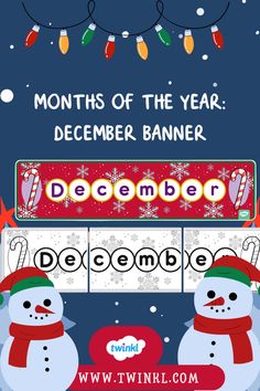 Months of the Year: December Banner Classroom Display, Months Of The Year, Winter Themed, Classroom Displays, Winter Colors, Winter Theme