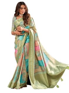 Women's multicolour silk Saree and Blouse of  Handloom Silk ,work on the saree is Jacquard and Blouse is Self Woven ,Digital Printed ,Jacquard Border, colour is light green Blouse Colour is Mint Green.
Length:: Saree: 5.50Mtr | Blouse: 0.80Mtr, Which Need To Be Stitched As Per Size And Fit.
by the brand:"SIRIL"
available on Amazon ,click on the pin to visit the site Light Green Blouse, Sea Green Color, Jacquard Blouse, Silk Saree Blouse, Elegant Saree, Traditional Sarees