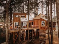 a house built in the woods surrounded by trees