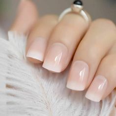 Natural Fake Nails, Short French Nails, Faded Nails, Classy Prom, Nails Purple, White Prom, Gold Prom, Nails Silver, Nails Gold