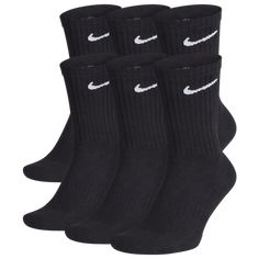 It's an underrated layer, but it's just as important as the rest. Make sure your feet are comfortable. Arch support and stretchy fabric allows for a snug, comfortable fit. Reinforced heel and toe add durability in high-wear areas. 76% cotton/19% polyester/4% nylon/1% spandex. Imported. Nike 6 Pack Performance Cotton Crew Socks - Men's - Black / White. Black Nike Socks, Nike Blazer Outfit, Kawaii Logo, Nike Crew Socks, Running Pack, Nike Socks, Black Socks, Athletic Socks, Nike Outfits