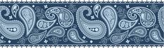 a blue and white paisley pattern on fabric