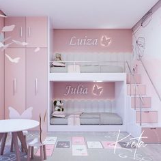 Dreamy Girls Bedroom Remodel: Inspiring Decor Tips and DIYs for a Stylish Pinterest Makeover Small Bunk Bedroom Ideas, Bedroom Ideas For Small Rooms Bunk Beds, Pink Twin Bedroom, Twin Girl Bedrooms, Bedroom Wallpaper Ideas, Girls Room Design, Small Room Design Bedroom, Kids Room Interior Design, Kids Bedroom Inspiration