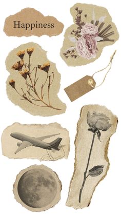 an assortment of paper with flowers on it